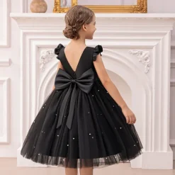 Flower Girl Dress Kid's Girls' Princess Dress Performance Wedding Party Elegant Beautiful Mesh Solid Color Sleeveless Crew Neck Light Pink Grey 4 years+