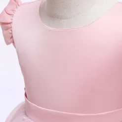 Flower Girl Dress Kid's Girls' Princess Dress Performance Wedding Party Elegant Beautiful Mesh Solid Color Sleeveless Crew Neck Light Pink Grey 4 years+