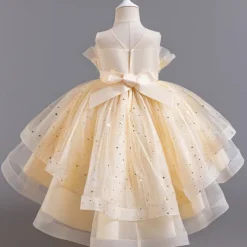 Flower Girl Dress Kid's Girls' Princess Dress Performance Wedding Party Elegant Beautiful Sequins Mesh Solid Color Sleeveless Crew Neck Light Pink White 4 years+