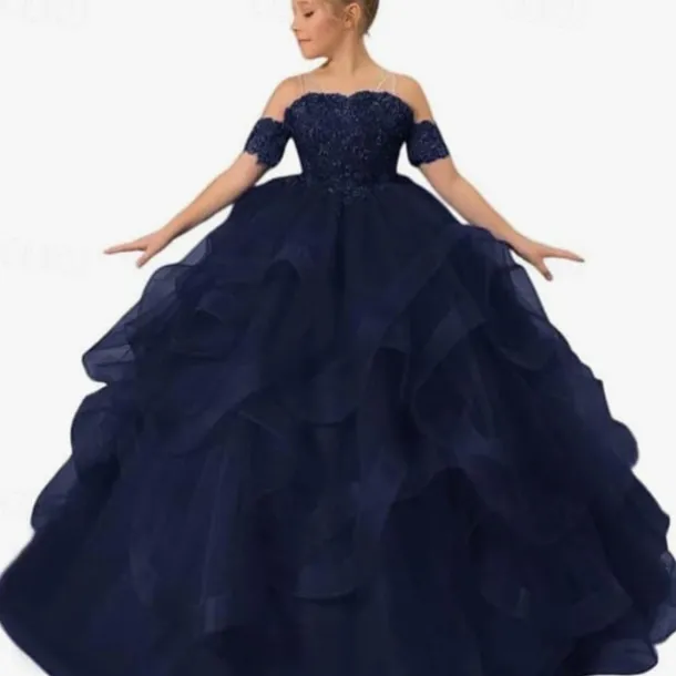 Flower Girl Dress Kid's Girls' Princess Dress Performance Wedding Party Elegant Beautiful Mesh Solid Color Sleeveless Off Shoulder Light Pink Wine Red 4 years+