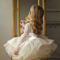 Flower Girl's Dress Kids Girls' Party Dress Solid Color Sleeveless Performance Mesh Princess Sweet Mesh Mid-Calf Sheath Dress Tulle Dress Summer Spring Fall 2-12 Years White Yellow Pink