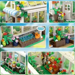 Flower House Building Block for Adults Garden Architecture Building Toy Greenhouse Model Building Set Garden Glass House Building Kit Christmas & Ideal Gift for Kids 12 (688pcs)