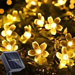Flower Solar Fairy Lights Sakura Outdoor Waterproof Garden Lights Camping Novelty Courtyard String Lights For Christmas Cafe Garden Backyard Balcony Porch Decoration