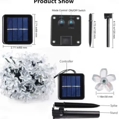 Flower Solar Fairy Lights Sakura Outdoor Waterproof Garden Lights Camping Novelty Courtyard String Lights For Christmas Cafe Garden Backyard Balcony Porch Decoration