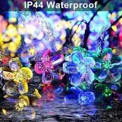 Flower Solar Fairy Lights Sakura Outdoor Waterproof Garden Lights Camping Novelty Courtyard String Lights For Christmas Cafe Garden Backyard Balcony Porch Decoration