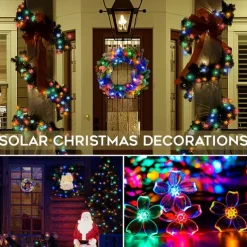 Flower Solar Fairy Lights Sakura Outdoor Waterproof Garden Lights Camping Novelty Courtyard String Lights For Christmas Cafe Garden Backyard Balcony Porch Decoration