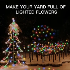 Flower Solar Fairy Lights Sakura Outdoor Waterproof Garden Lights Camping Novelty Courtyard String Lights For Christmas Cafe Garden Backyard Balcony Porch Decoration