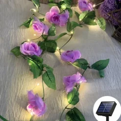 Flower String Lights Solar Wedding Party Decoration String Lights 2M 20LEDs Outdoor Waterproof Garland Lights Garden Balcony Patio Holiday Christmas Party Background Wall Home Decoration