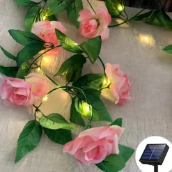 Flower String Lights Solar Wedding Party Decoration String Lights 2M 20LEDs Outdoor Waterproof Garland Lights Garden Balcony Patio Holiday Christmas Party Background Wall Home Decoration