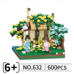 Flower Treehouse Micro Mini Blocks Building Sets for Adults Tree and Plants Christmas Atmosphere Modle Kit Creative DIY Gift for Kids