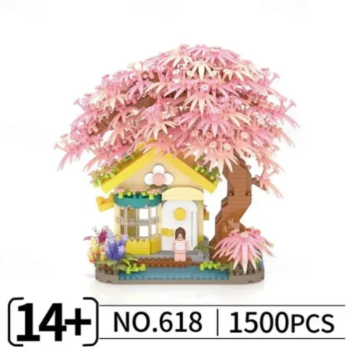 Flower Treehouse Micro Mini Blocks Building Sets for Adults Tree and Plants Christmas Atmosphere Modle Kit Creative DIY Gift for Kids