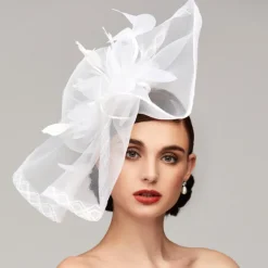 Flowers Feather Net Kentucky Derby Hat Fascinators Headpiece with Feather Floral 1PC Horse Race Ladies Day Melbourne Cup Headpiece dress to impress Race Day Dress 2025