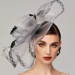 Flowers Feather Net Kentucky Derby Hat Fascinators Headpiece with Feather Floral 1PC Horse Race Ladies Day Melbourne Cup Headpiece dress to impress Race Day Dress 2025