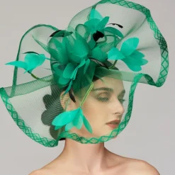 Flowers Feather Net Kentucky Derby Hat Fascinators Headpiece with Feather Floral 1PC Horse Race Ladies Day Melbourne Cup Headpiece dress to impress Race Day Dress 2025
