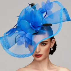 Flowers Feather Net Kentucky Derby Hat Fascinators Headpiece with Feather Floral 1PC Horse Race Ladies Day Melbourne Cup Headpiece dress to impress Race Day Dress 2025