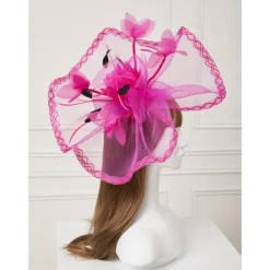 Flowers Feather Net Kentucky Derby Hat Fascinators Headpiece with Feather Floral 1PC Horse Race Ladies Day Melbourne Cup Headpiece dress to impress Race Day Dress 2025