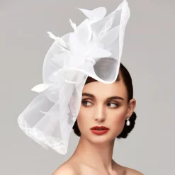 Flowers Feather Net Kentucky Derby Hat Fascinators Headpiece with Feather Floral 1PC Horse Race Ladies Day Melbourne Cup Headpiece dress to impress Race Day Dress 2025