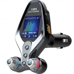 FM Transmitter for Car Wireless Bluetooth 5.0 in-Car Radio Adapter Audio Receiver with 1.44 Inch Color Screen QC 3.0 Dual USB Car Charger AUX Input/Output TF Card Mp3 Player