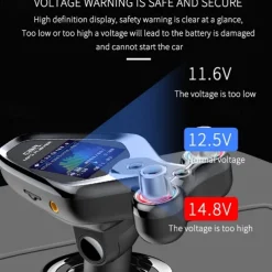 FM Transmitter for Car Wireless Bluetooth 5.0 in-Car Radio Adapter Audio Receiver with 1.44 Inch Color Screen QC 3.0 Dual USB Car Charger AUX Input/Output TF Card Mp3 Player