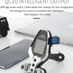 FM Transmitter for Car Wireless Bluetooth 5.0 in-Car Radio Adapter Audio Receiver with 1.44 Inch Color Screen QC 3.0 Dual USB Car Charger AUX Input/Output TF Card Mp3 Player