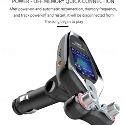 FM Transmitter for Car Wireless Bluetooth 5.0 in-Car Radio Adapter Audio Receiver with 1.44 Inch Color Screen QC 3.0 Dual USB Car Charger AUX Input/Output TF Card Mp3 Player