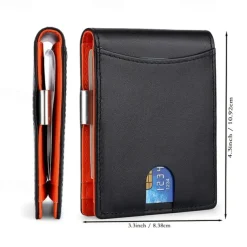 Fold RFID Blocking WalletMens Slim Wallet With Money Clip RFID Blocking Bifold Minimalist Credit Card Holder For Men