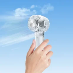 Foldable Desktop & Handheld Transparent Fan – 3-Speed Turbo Cooling, Quiet Operation, Retractable Hook, Portable Clear Design for Outdoor & Indoor Use