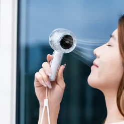 Foldable Desktop & Handheld Portable Cooling Fan Crystal Clear Transparent Mini Fan 100-Speed LED Digital Display