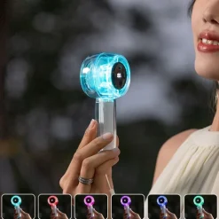 Foldable Desktop & Handheld Portable Cooling Fan Crystal Clear Transparent Mini Fan 100-Speed LED Digital Display