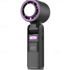 Foldable Dual-Use Desktop and Handheld Fan with Digital Display, 100-Speed Adjustment, Ice Refrigeration, and 4000mAh Long Battery Life