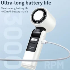 Foldable Dual-Use Desktop and Handheld Fan with Digital Display, 100-Speed Adjustment, Ice Refrigeration, and 4000mAh Long Battery Life