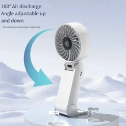 Foldable Handheld & Desktop Fan – 100-Speed Digital Display, 180° Adjustable, USB-C Rechargeable