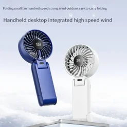 Foldable Handheld & Desktop Fan – 100-Speed Digital Display, 180° Adjustable, USB-C Rechargeable