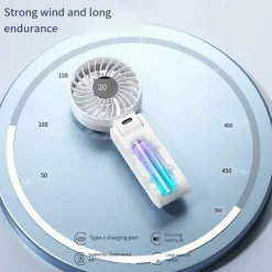 Foldable Handheld & Desktop Fan – 100-Speed Digital Display, 180° Adjustable, USB-C Rechargeable