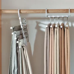 Foldable Hangers for Clothes Hanging Multi-Layer Multi Purpose Pant Hangers for Wardrobe Magic Foldable Hanger Space Saving 5 in 1 Rack Stainless Steel Cloth Hanger for Trousers, Jeans