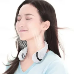 Foldable Hanging Neck Fan – Bladeless USB Rechargeable Mute Air Cooling Fan for Sport and Travel