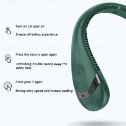 Foldable Hanging Neck Fan – Bladeless USB Rechargeable Mute Air Cooling Fan for Sport and Travel