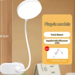 Foldable LED Desk Lamp, USB Rechargeable, 3 Modes Touch Dimming Clip-on Reading Light for Eye Protection