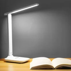 Foldable led small desk lamp with usb charging eye protection smart for learning bedroom and students