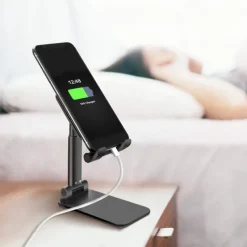 Foldable Mobile Phone Holder Stand Retractable Adjustable Phone Holder Cradle for iPhone 13 12 11 Pro Max X iPad and All Smartphones Adjustable Metal Desk Desktop Tablet Universal Cell Phone Holder