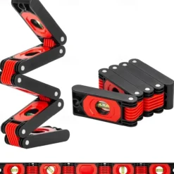 Foldable Multi-Angle Measuring Tool, Magnetic Level Ruler for Woodworking, Precise 45 90 Vertical Measurements, Compact & Space-Saving Design