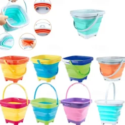 Foldable Pail Bucket 2L Silicone Collapsible Easter Buckets for Kids Multi Purpose for Fun Summer Activities Camping Gear Beach Essentials