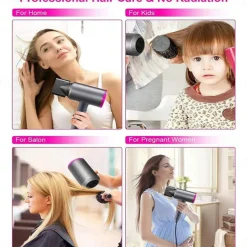 Foldable Portable Hair Dryer Professional Negative Ion High Speed Powerful Blow Dryer