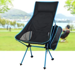 Folding Chair Beach Chair Camping Chair Fishing Chair High Back with Headrest Ultra Light (UL) Foldable Breathable Compact Mesh 7075 Aluminium Alloy for 1 person Fishing Blue Red Orange Dark Blue
