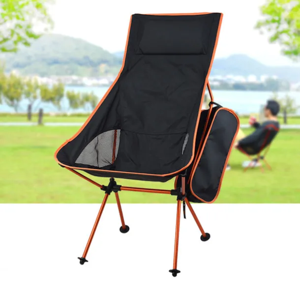 Folding Chair Beach Chair Camping Chair Fishing Chair High Back with Headrest Ultra Light (UL) Foldable Breathable Compact Mesh 7075 Aluminium Alloy for 1 person Fishing Blue Red Orange Dark Blue