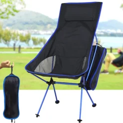 Folding Chair Beach Chair Camping Chair Fishing Chair High Back with Headrest Ultra Light (UL) Foldable Breathable Compact Mesh 7075 Aluminium Alloy for 1 person Fishing Blue Red Orange Dark Blue
