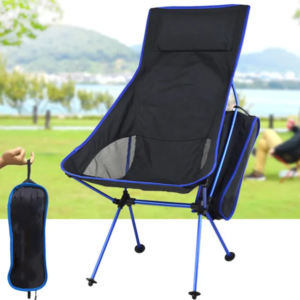 Folding Chair Beach Chair Camping Chair Fishing Chair High Back with Headrest Ultra Light (UL) Foldable Breathable Compact Mesh 7075 Aluminium Alloy for 1 person Fishing Blue Red Orange Dark Blue