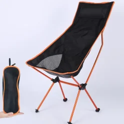 Folding Chair Beach Chair Camping Chair Fishing Chair High Back with Headrest Ultra Light (UL) Foldable Breathable Compact Mesh 7075 Aluminium Alloy for 1 person Fishing Blue Red Orange Dark Blue