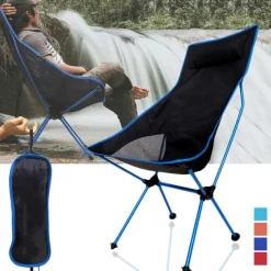 Folding Chair Beach Chair Camping Chair Fishing Chair High Back with Headrest Ultra Light (UL) Foldable Breathable Compact Mesh 7075 Aluminium Alloy for 1 person Fishing Blue Red Orange Dark Blue