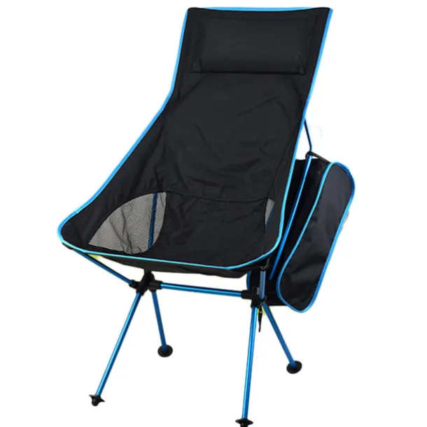 Folding Chair Beach Chair Camping Chair Fishing Chair High Back with Headrest Ultra Light (UL) Foldable Breathable Compact Mesh 7075 Aluminium Alloy for 1 person Fishing Blue Red Orange Dark Blue